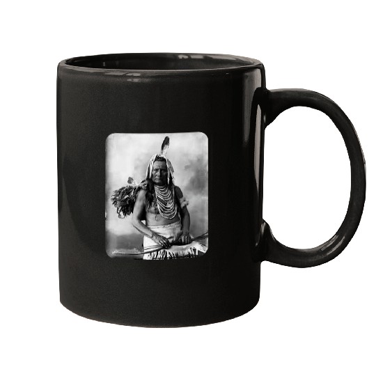 Native American Indian Warrior Historic Aged Original Print Mugs