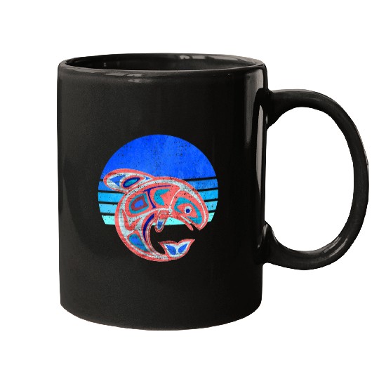Native American Totem Orca Killer Whale Sun 4 Fan Fun Mugs
