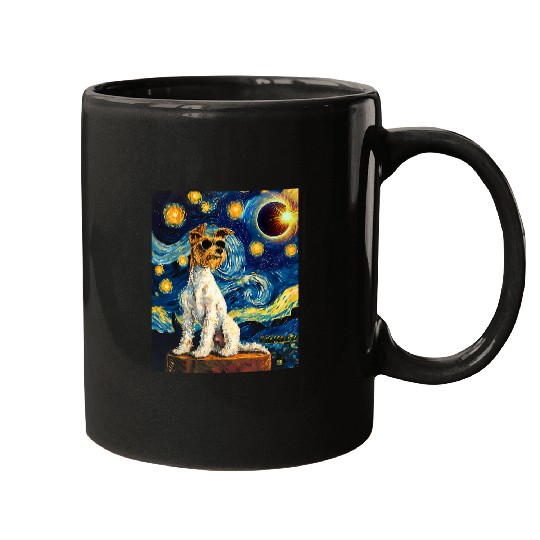 Total Solar Eclipse Wire Fox Terrier Dog 1 Mugs