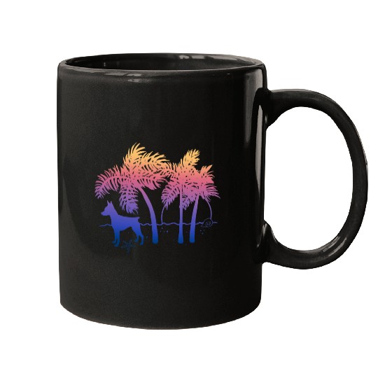 Miniature Pinscher Ombre Beach Sunrise Mugs