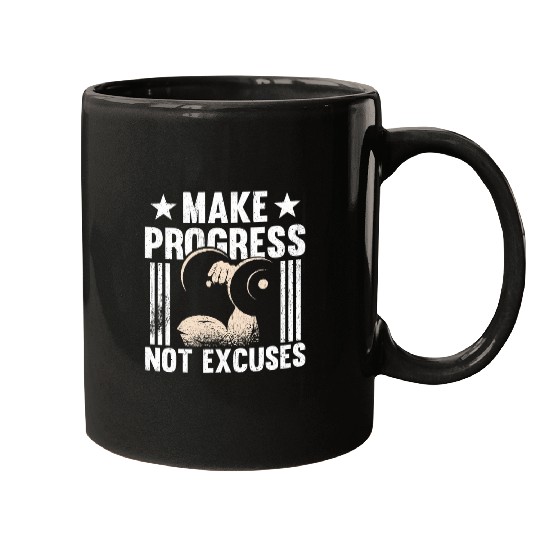 Make Progress Not Excuses Fitness Personal Trainer Gym Mugs
