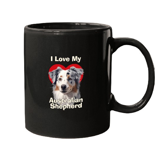 I Love My Australian Shepherd Puppy Dog Mugs