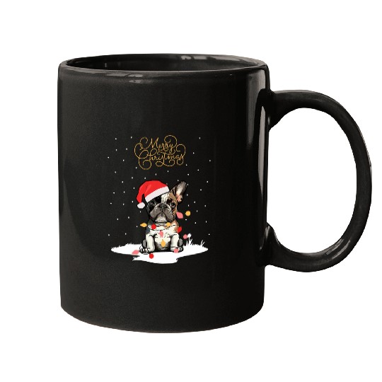 Santa xmass Frenchie Merry Christmas French Bulldog Puppy Mugs