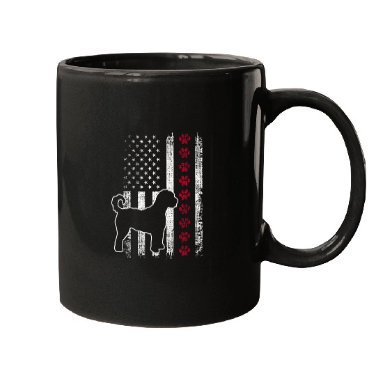 Retro vintages American Flag Labradoodle Dog 4th Of July Mugs