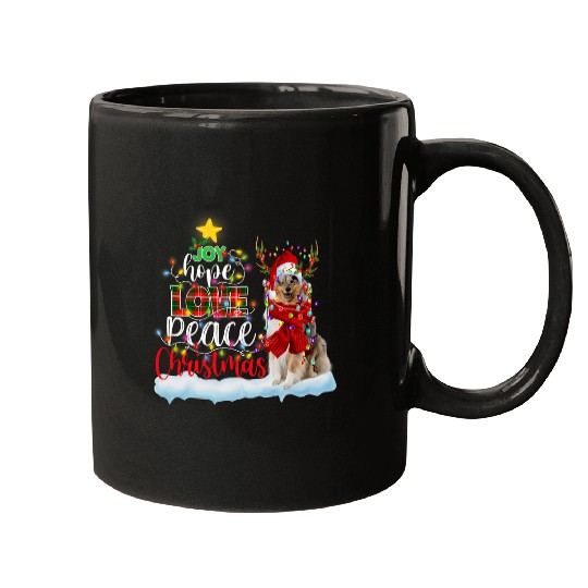 Rough Collie Santa Hat Reindeer Costume Christmas Light Mugs