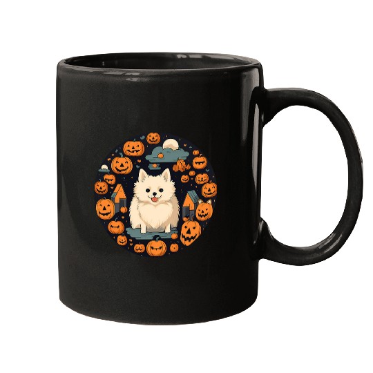 Pomeranian Dog Halloween Minimal Love Dogs 1 Mugs