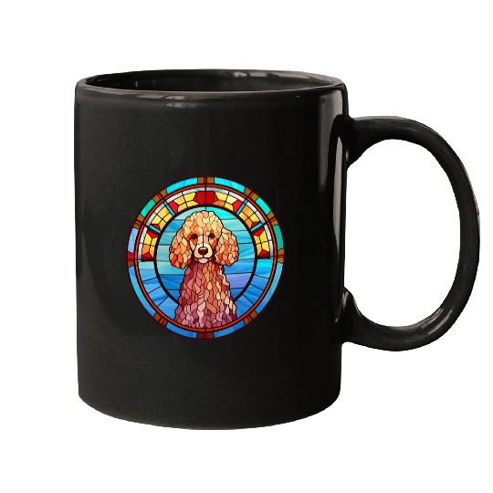 Poodle Dog Owner Stained Glass Full Face Art Mugs