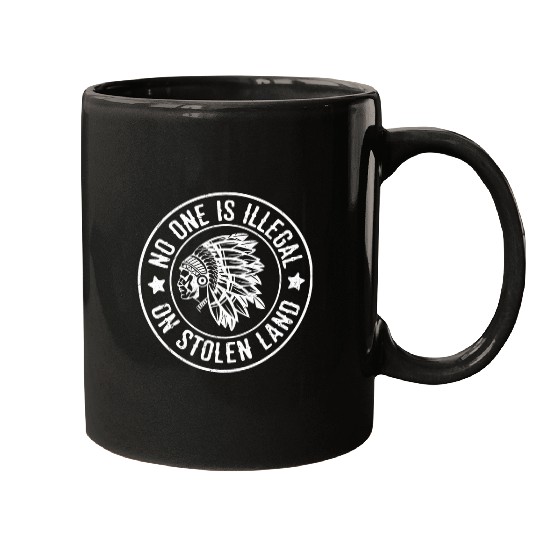 Native American Tee No One Is Illegal On Stolen Land Indian Mugs