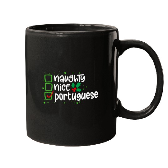 Portuguese Christmas Santas Naughty or Nice List Mugs