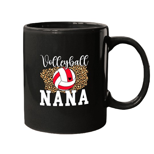 Volleyball Nana Grandma Leopard Nana Of A Volleyball Player Mugs