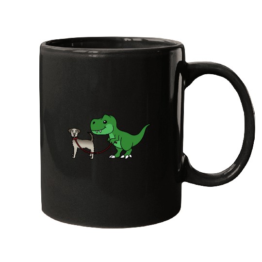 TRexs Dinosaur Walking Irish Wolfhound Funny Dog Mugs