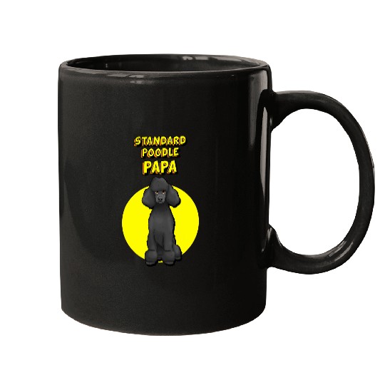 Standard Poodle Papa Black Standard Poodle Dog Father Mugs