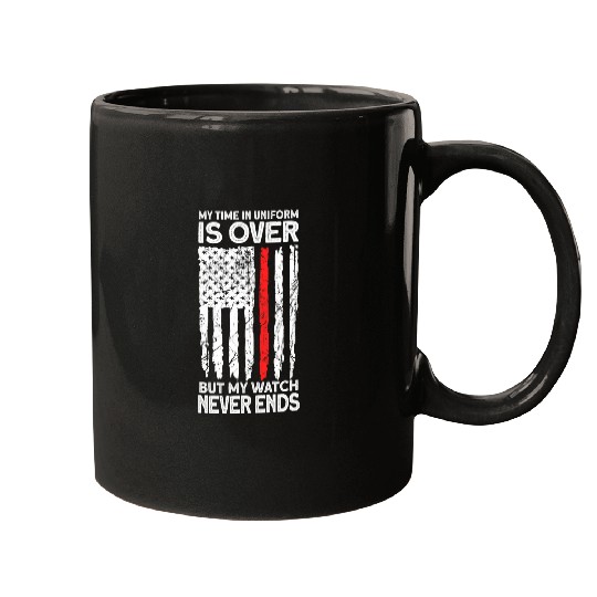 Retired Firefighter American Flag Thin Red Line Mugs