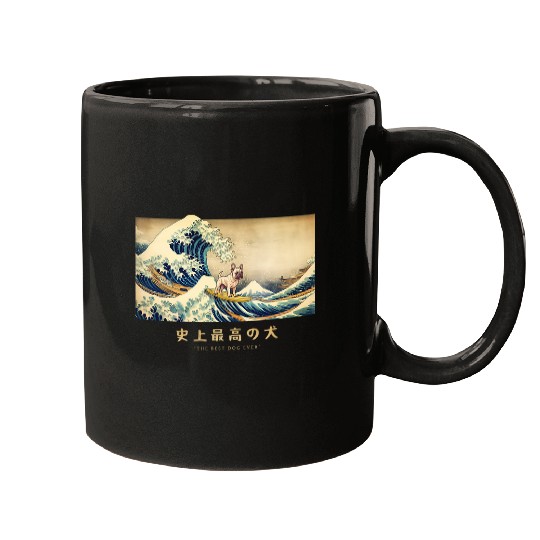 Surfing French Bulldog Kanagawa Wave Japanese Dog Funny Mugs