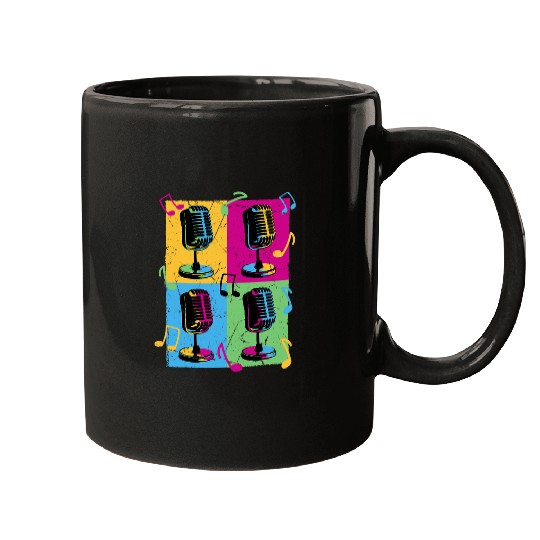 vintages Retro Microphone Pop Art Music Recording Artist Mugs