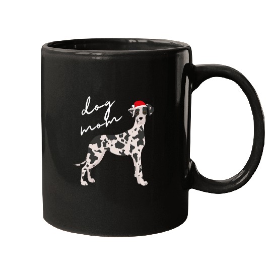 Dog Great Dane Black & White Great Dane Dog Mom Christmas T-Shirt Mugs