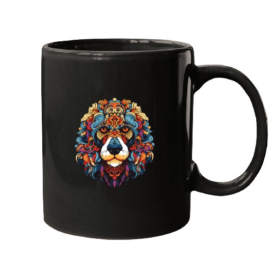 Poodle Dog Head Colorful Animal Shelter Mugs