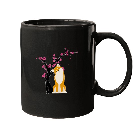 Dog Shiba Inu Japanese Cherry Blossom Flower Sakura Trees Kawaii 3 Mugs