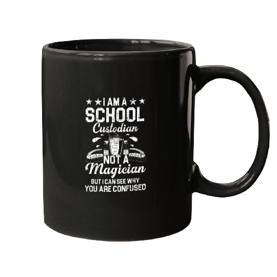 School Custodian Magician Funny Janitor Caretaker Graphic Mugs