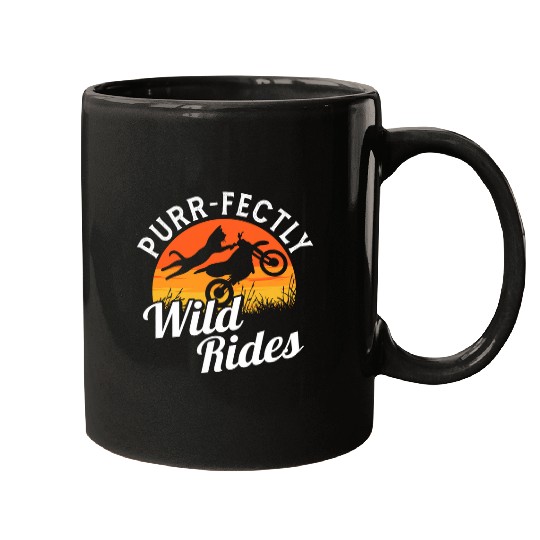 Motorcycle Rider Biker Cat Lover Pet Owner Motorcyclist Mugs