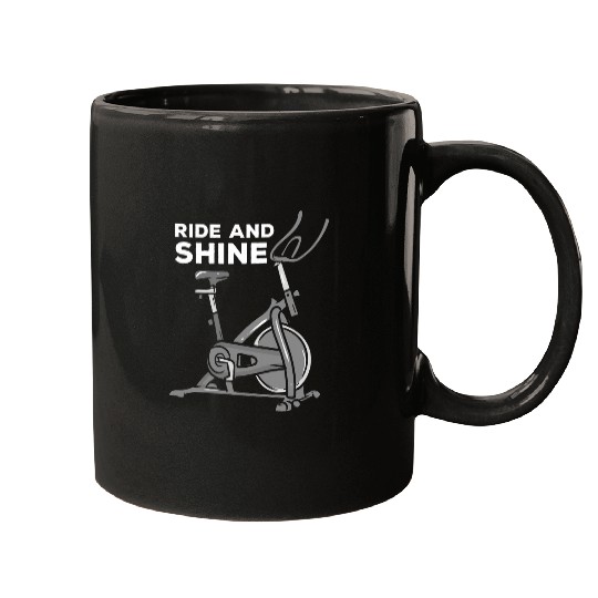 Indoor Cycling Spin Bike Ride And Shine Quote Gym Spinning Mugs