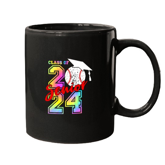 Tie Dye Senior Class of 2024 Graduate Baseball Player Mugs