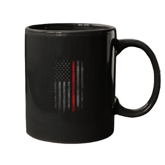 Thin Red Line Firefighter Maltese Cross American Flag Mugs