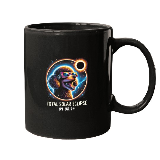 Solar Eclipse Poodle Wearing Glasses Pet April 8 2024 Mugs