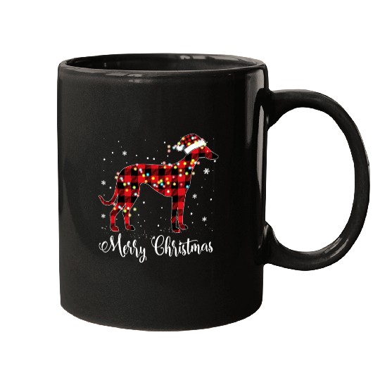Dog Grayhound Red Plaid Buffalo Greyhound Merry Christmas Pajamas Mugs