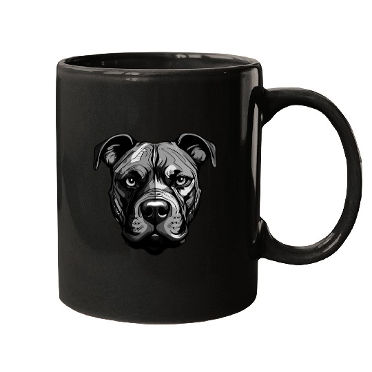 Staffordshire Bull Terrier Dog Head Mugs