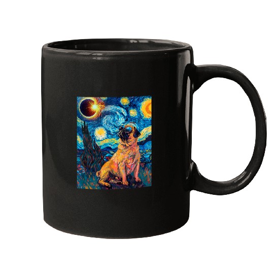 Total Solar Eclipse Pug Dog Mugs
