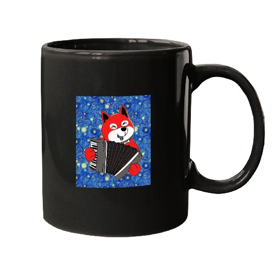 Dog Shiba Inu Starry Night Dog Shiba Inu Accordion Mugs