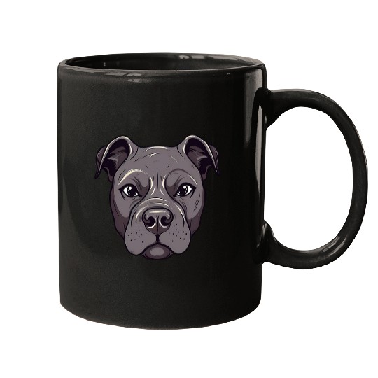 Staffordshire Bull Terrier Cute Cartoon Staffy Dog Face Mugs