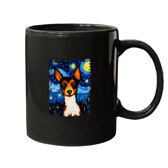 Toy Fox Terrier Dog Starry Night Painting Dog Mom Dad Mugs