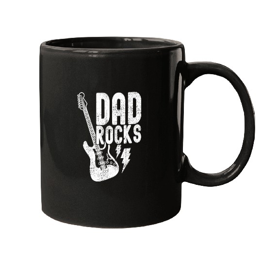 Dad Rocks Guitar Father Musician Retro Vintage Mugs