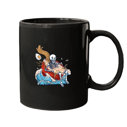 Ramen Wave I Love Ramen skeleton Mugs