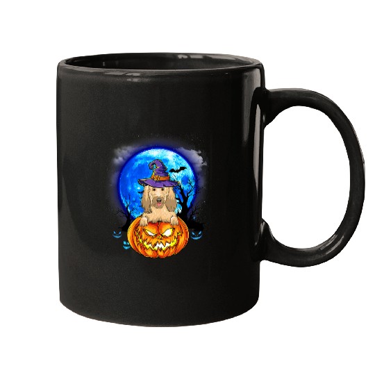 Dog Goldendoodle Witch Hat Pumpkin Scary Halloween Dog Lovers T-Shirt Mugs