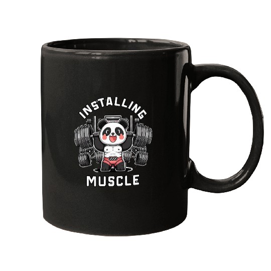 installing muscle panda Please Wait Panda Weight Lifting Mugs