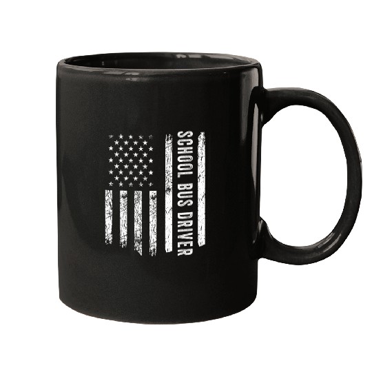 School Bus Driver USA Flag Profession Job Title Mugs