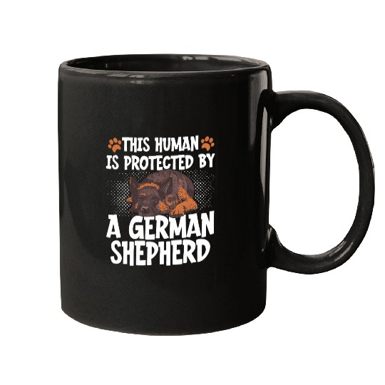 This Human Is Protected By A German Shepherd 2 Mugs