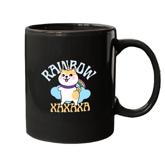 Shiba Inu Unicorns Kawaii Illustration With Rainbow And Cloud 23 Mugs