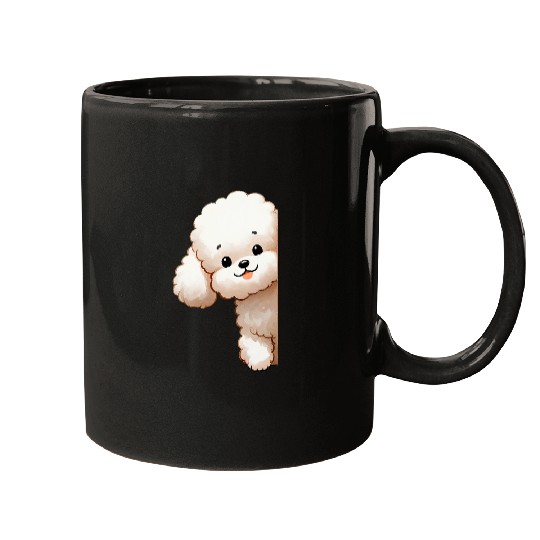Poodle Peeking Around The Corner Cute Poodle Mom Poodle Dad Mugs