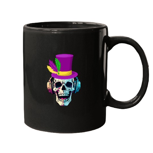 Mardi Gras Skull Top Hat New Orleans Witch Doctor Voodo Mugs