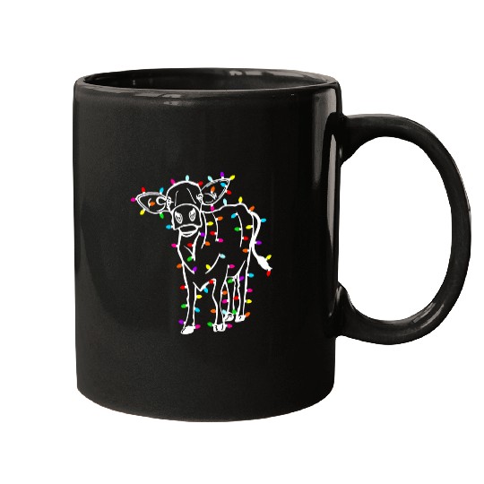 Highland Cow Farm Christmas Farmer Cow Light Animal Lover Mugs