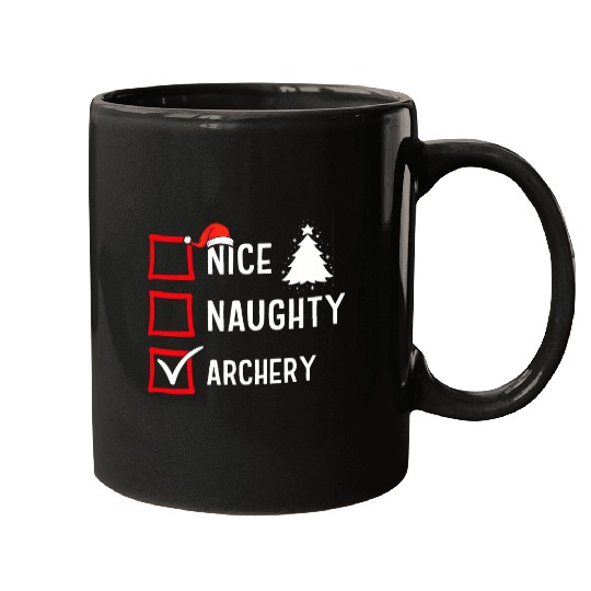 Nice Naughty List Christmas Hobby Archery Funny Holiday Mugs