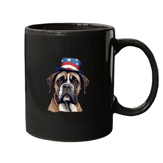 Mastiff with Patriotic USA Flag American Independence Day Mugs