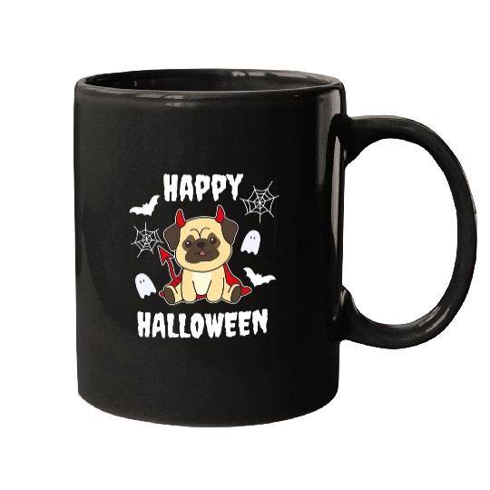 Pug Happy Halloween Devil Costume Dogs Mugs
