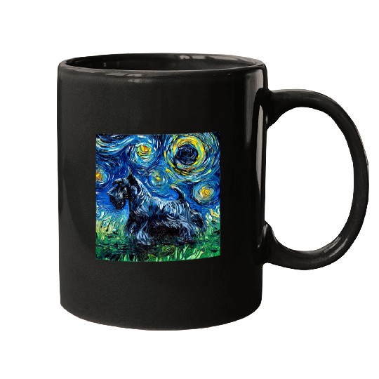Dog Scottish Terrier Starry Night Scotty Dog Art by Aja Mugs