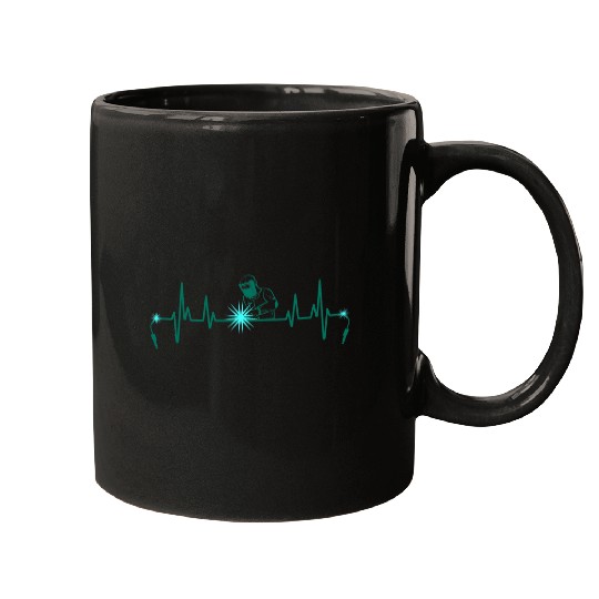 Welder Heartbeat Welding Blacksmith Handyman Mugs