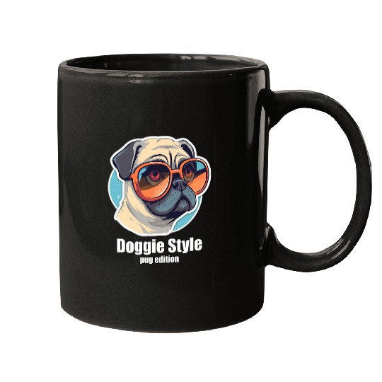 Pug lover Doggie style stylish pug dog wearing sunglasses Mugs